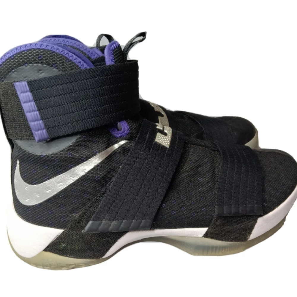Nike Lebron Zoom Soldier X Men's 11.5 Black Purple Basketball Shoes